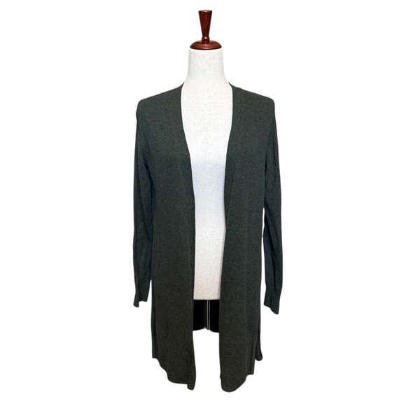 GAP Open Front Longline Textured Olive Green Cardigan Size M #1902 - Picture 6 of 6